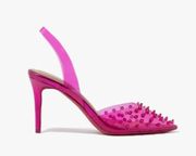 Carvela by Kurt Geiger Pink Spike Studded Pointed Toe Heeled Sandals Size 36.5
