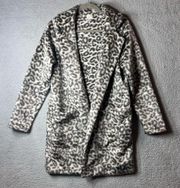 A New Day Coat Womens Small Animal Print Long Sleeve Open Front Pockets Coat