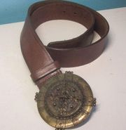 Saks Fifth Ave Leather Belt with Medallion - S