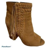 Rebecca Minkoff Iris Brown Suede Leather Fringe Heeled Ankle Boots [size 8M]
