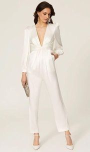 Ieena Mac Duggal White Satin Jumpsuit Size 8 US $358