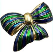 Vintage Park Lane Blue & Green Bow Brooch