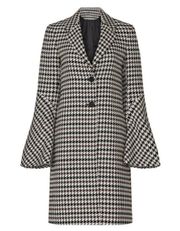 💕DEREK LAM COLLECTIVE💕 Houndstooth Bell Sleeve Coat Black White Brown 50 NWOT