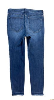 NYDJ Ami Skinny Legging Jeans size 12 Frayed Hem High Rise Lift Tuck blue Denim