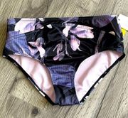 All in Motion Bikini Swim Bottom Small High Waist Black Pink Floral Beach Summer