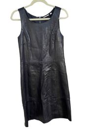 HALOGEN LEATHER SHEATH DRESS