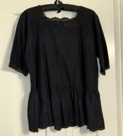 THE GREAT EYELET BLACK BLOUSE