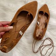 Tan Pointed toe lace up 