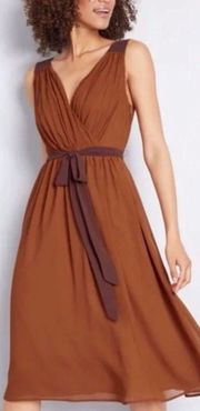 Burnt Orange Chiffon Dress (*missing belt*)