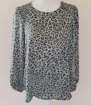 Massini olive leopard blouse size medium