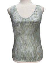 NEW Sigrid Olsen Collection Sage Green & Beige Ruched Tank Top