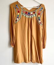 Embroidered Mustard Yellow Dress Size Small 