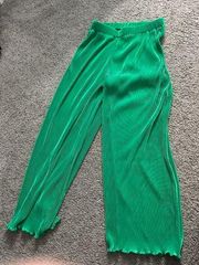 White Fox Green Flowy Pants