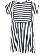 *
CLAD & CLOTH-Gray & White Striped Midi Dress w/Pockets & Side Zipper, S