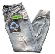 New Indigo Rain Juniors Button Fly Distressed High-Rise Crop Jeans Size 5