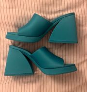 blue chunky heels