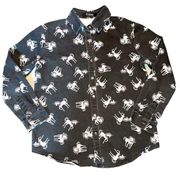 Romwe Dark Denim Unicorn Print Button Front Shirt