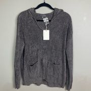 Barefoot Dreams sweater Large hooded pullover NWT Gray cozy patch pocket