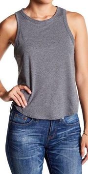 Melrose & Market Curved Hem Tank Top Tee Shirt S Gray Sleeveless Summer NWT S