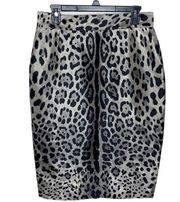 Dolce & Gabbana silk silver leopard pencil skirt IT size 46