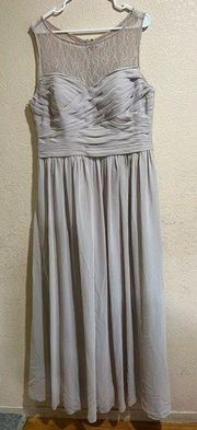 Eliza J beige lace pleated MOB dress 14