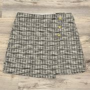 NWT Maurice’s High Rise Tweed Skirt Black/White Gold Buttons Size L