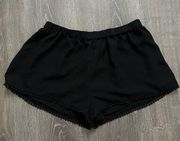 Brandy Melville Leticia Black Lace Trim Flowy Shorts One Size Elastic Waist