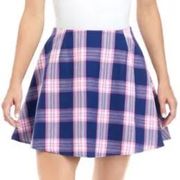 NWT Cabana By Crown & Ivy Juniors' Plaid A-Line Skirt pink blue size 8