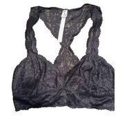 Free People  intimately lace lightly lined wireless racerback black bra sz m B59