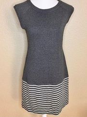 Yoana Baraschi Gray‎ Striped Dress With Open Back Detail Size M