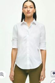 Women's White Fitted Non-Iron Cotton Dress Shirt Size 4