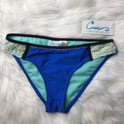 California Waves Crochet-Trim Hipster Bikini Blue