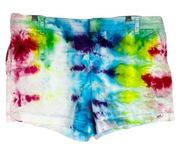 Crown Ivy Plus Size 16 Shorts Rainbow Bright Tie Dye Handmade Cotton 5 Inch 1399