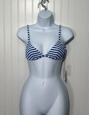 Solid & Striped Lulu Top Azure Stripe V-Neck Bikini Swim Top Navy Blue White XS