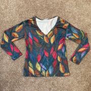 MISSLOOK Colorful Leaf Long Sleeve Shirt