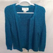 De Mura Open Cardigan Women’s Size Medium Blue Long Sleeve Acrylic Sweater