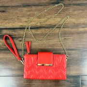 Olivia Miller Quilted Crossbody or Wristlet Bag in Orange