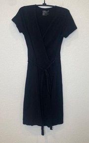 PACT Super Soft Organic Cotton Black Wrap Dress Sz Sm