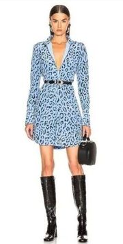 A.L.C. Sz 6 Marcella Leopard Print Silk Dress Long Sleeve