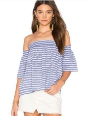 Rails Isabelle Mykonos Stripe Blue Off Shouldr Top