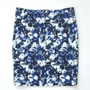 NWT MM. Lafleur Cobble Hill in Blue Ivory Floral Cotton Pencil Skirt 1+