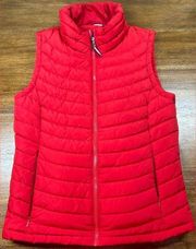 Tommy Hilfiger Vest Size Medium M Puffer Red Women's Full Zip Fitted