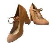 NWT  Camellia Style Mary Jane Pump Heels in Camel Tan Suede Women's SZ 10