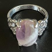 Natural purple amethyst S925 silver ring size 7