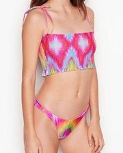 Victoria's Secret Triya Tie Dye Smocked Crop bikini top and bikini 3 piece set