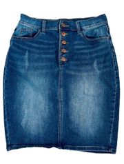 Vintage  80s Acid Denim Skirt Jean Triangle Size 28 Blue