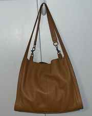 Vince Camuto Leather Large Slouchy TOLA Tote Bag Purse Camel British Tan Cognac