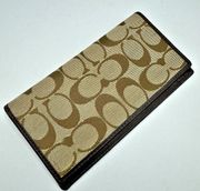 Vintage Signature COACH Check Book Cover in Brown Leather & Beige