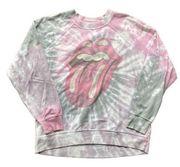 The Rolling Stones Long Sleeve Top Tongue Logo Band Tee Tie-Dye Size Extra Small