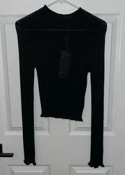 NWT Black Sheer Long Sleeve Shirt